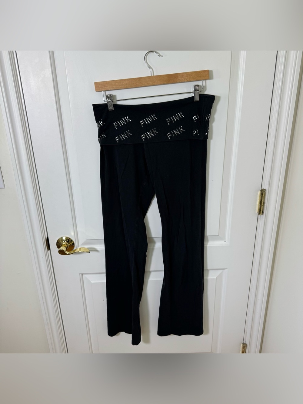 Victoria's Secret Pink Foldover Yoga Pants Bling Sequins Y2K Snooki